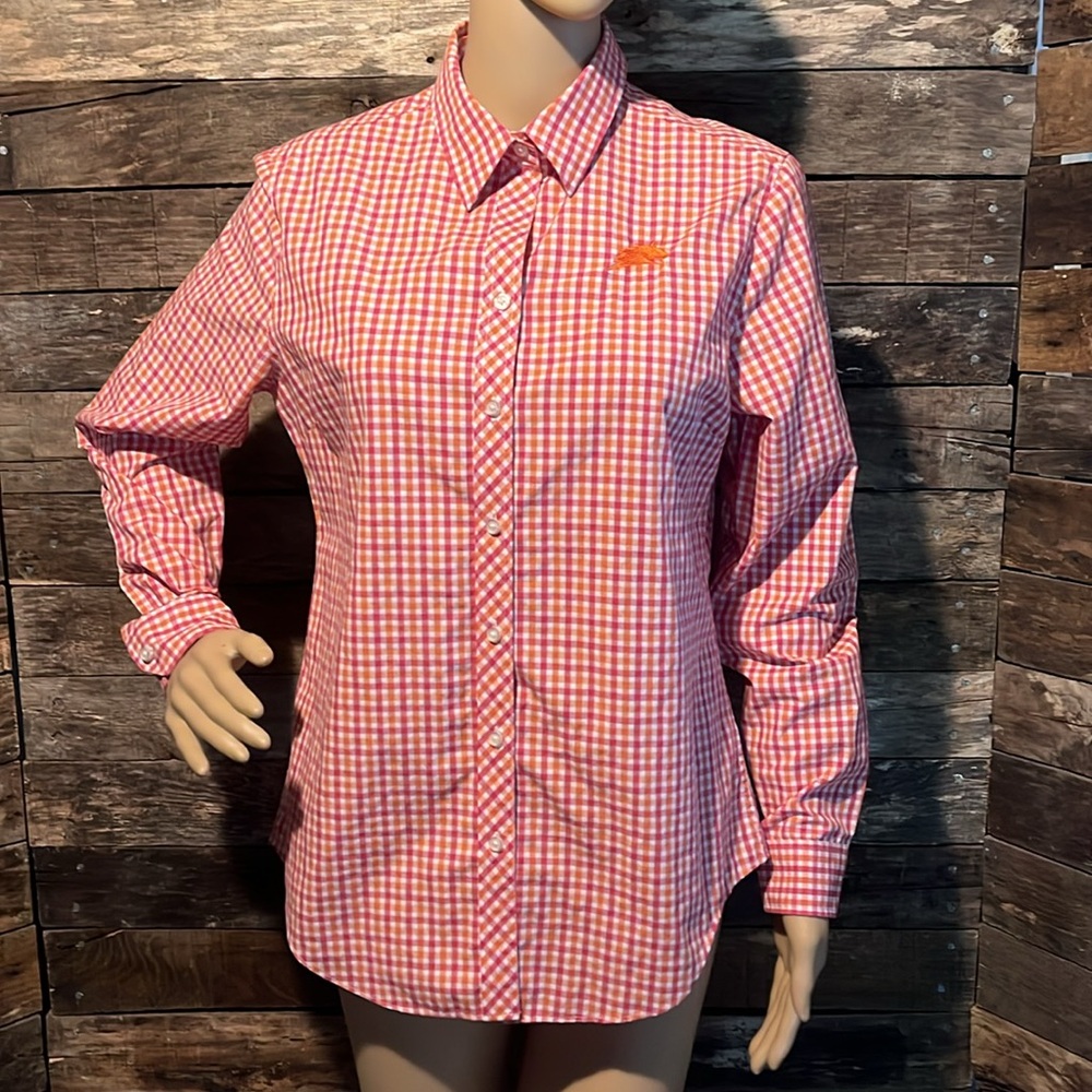 💰BOGO FREE Checked Button Down Top with Embroidered Horse Emblem - Picture 2 of 8